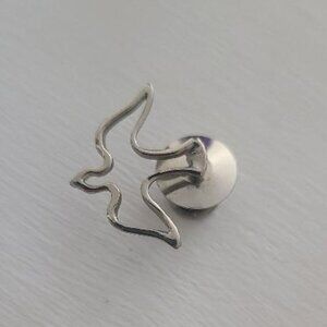 Silver Dove Sign Of Peace Lapel Pin Brooch